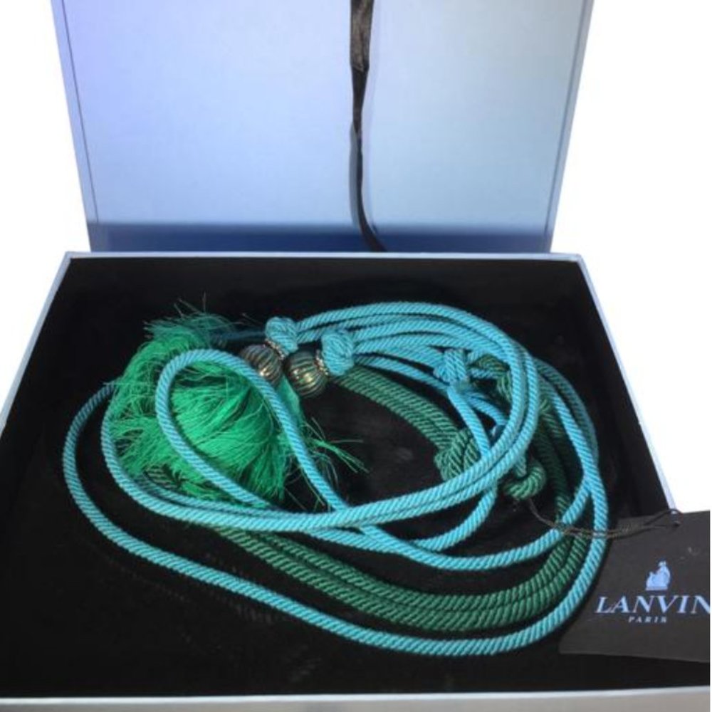 Lanvin double twist rope belt in turquoise/green